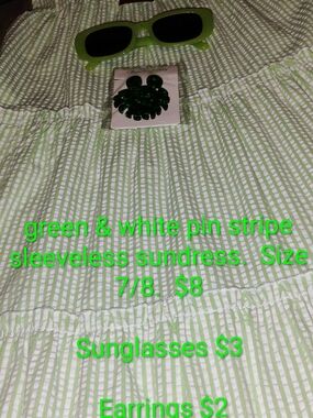 Green and White Pinstripe Sundress with Green Sunglasses